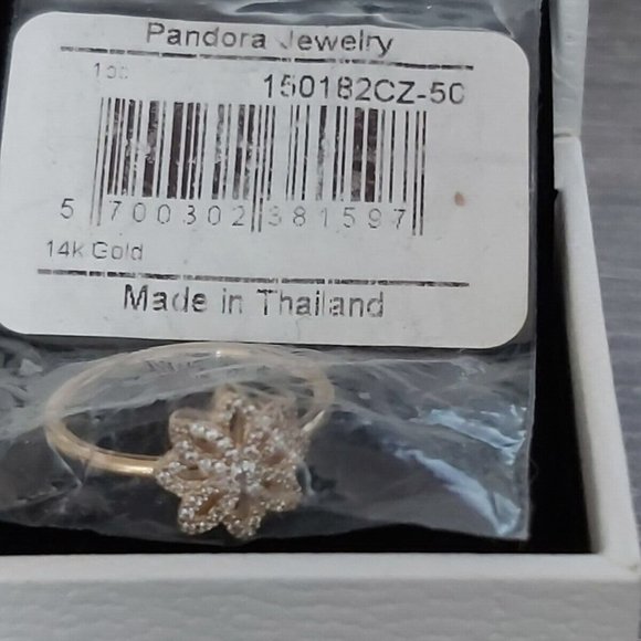 Authentic Pandora 14K Gold Lace Botanique Ring wClear CZ 150182CZ-50  Size 5 - Picture 4 of 8